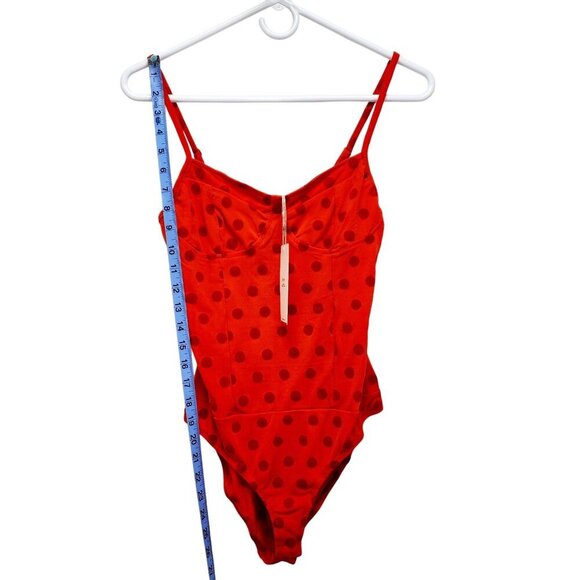 Red Polka Dot One-Piece Womens Bodysuit  Adjustable Straps Size Small Blāshe - Picture 6 of 8